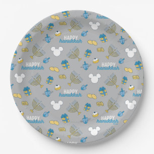 Mickey Mouse Happy Hanukkah Pattern Paper Plate