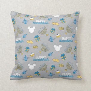 Mickey Mouse   Happy Hanukkah Pattern Throw Pillow