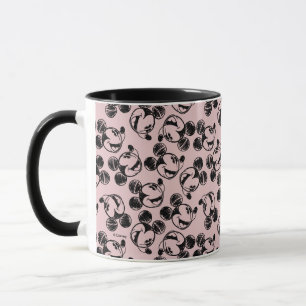 Mickey Mouse Head   Pink Sketch Pattern Mug