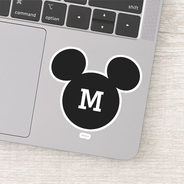 Mickey Mouse Head Silhouette | Black with Monogram (Detail)