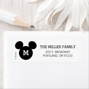Mickey Mouse Head Silhouette   Black with Monogram