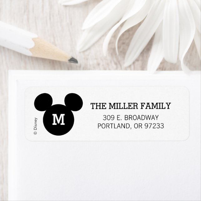 Mickey Mouse Head Silhouette | Black with Monogram (Insitu)