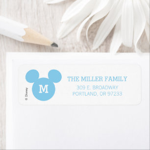 Mickey Mouse Head Silhouette   Blue with Monogram