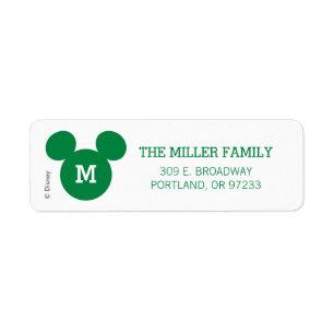 Mickey Mouse Head Silhouette Green with Monogram