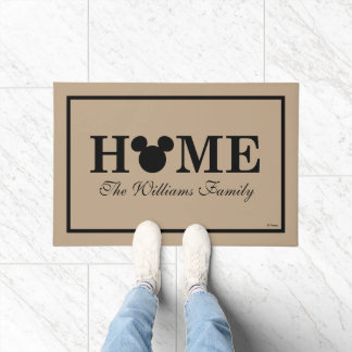 Mickey Mouse Head Silhouette | Home with Name Doormat