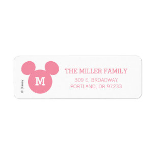 Mickey Mouse Head Silhouette   Pink with Monogram