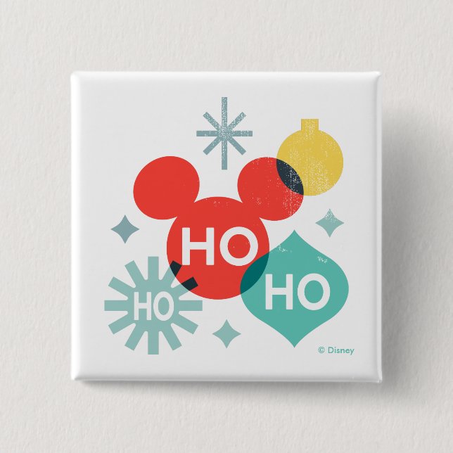 Mickey Mouse |  Ho Ho Ho 2 Inch Square Button (Front)