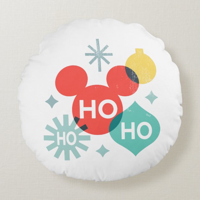 Mickey Mouse |  Ho Ho Ho Round Pillow (Front)