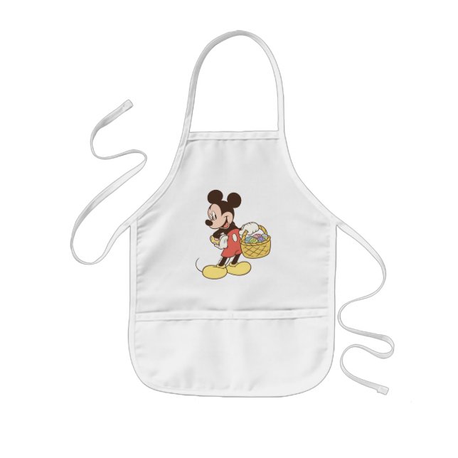 Mickey Mouse Holding Basket of Easter Eggs Kids Apron (Front)