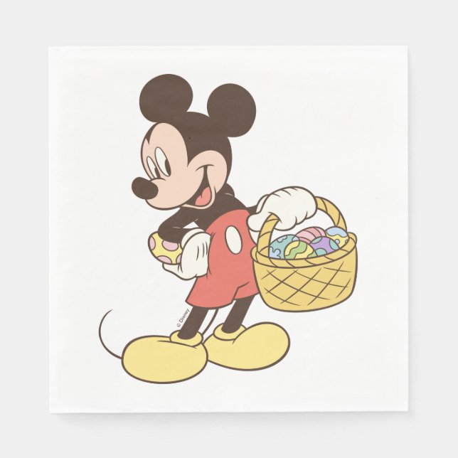 Mickey Mouse Holding Basket of Easter Eggs Napkin (Front)
