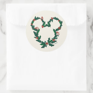 Mickey Mouse Holiday Wreath Classic Round Sticker