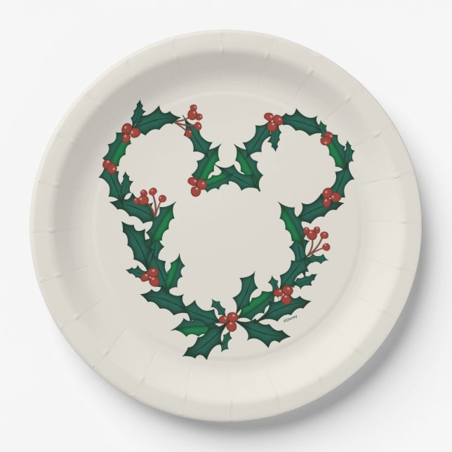 Mickey Mouse Holiday Wreath Paper Plate (Front)