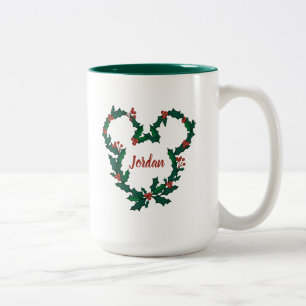 Mickey Mouse Holiday Wreath Two-Tone Coffee Mug