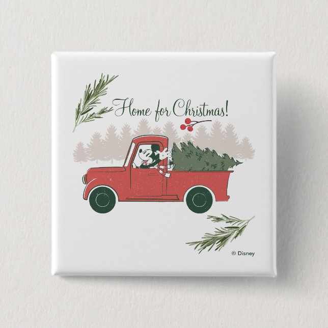 Mickey Mouse | Home for Christmas 2 Inch Square Button (Front)