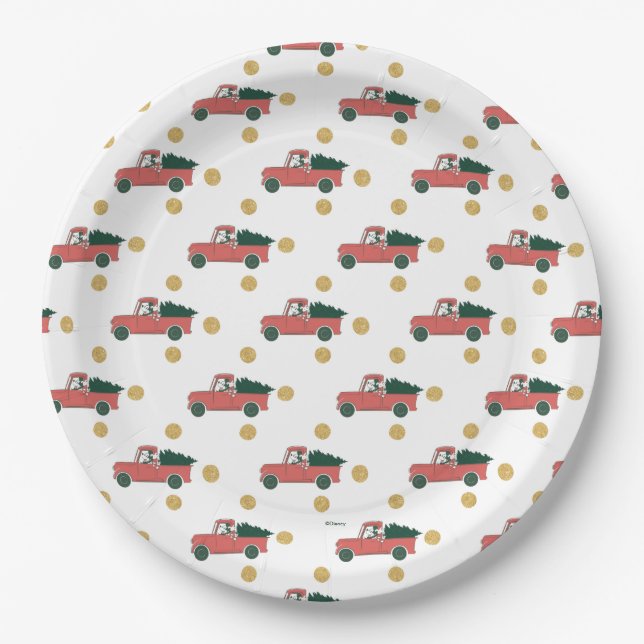 Mickey Mouse | Home for Christmas Pattern Paper Plate (Front)