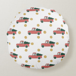 Mickey Mouse   Home for Christmas Pattern Round Pillow