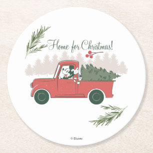 Mickey Mouse   Home for Christmas Round Paper Coaster