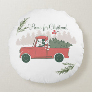 Mickey Mouse   Home for Christmas Round Pillow