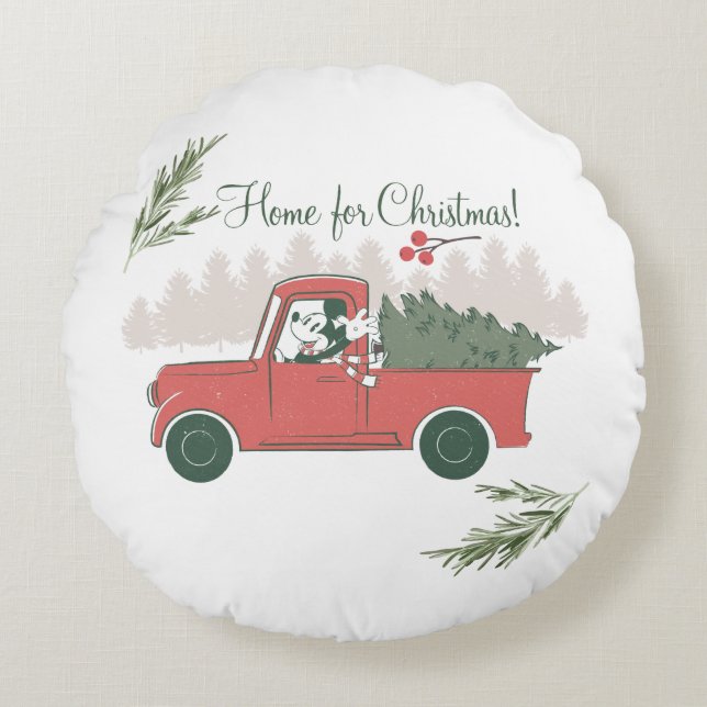 Mickey Mouse | Home for Christmas Round Pillow (Front)