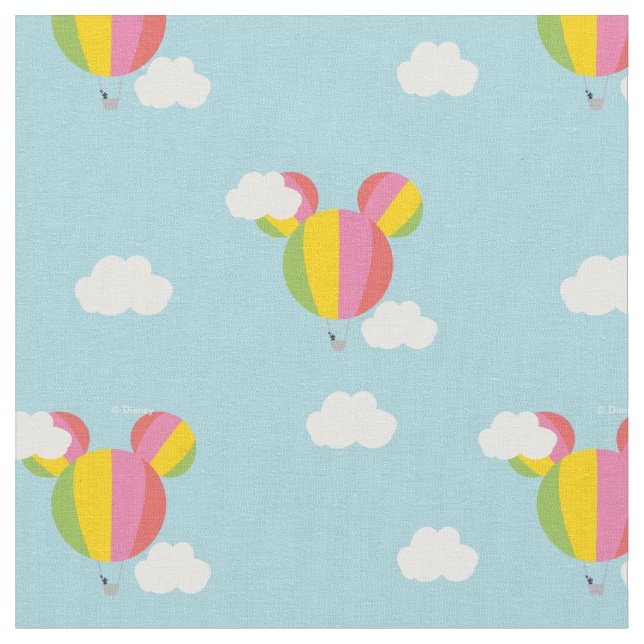 Mickey Mouse Hot Air Balloon Pattern Fabric (Close Up)