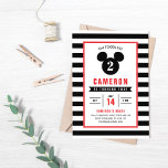 Mickey Mouse | Icon Black & White Striped Birthday Invitation<br><div class="desc">Oh Toodles! Invite all your family and friends to your Mickey Mouse themed Birthday Party with these black and white striped birthday invitations.</div>