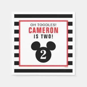 Mickey Mouse Icon Black & White Striped Napkin