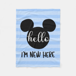 Mickey Mouse Icon - Blue   Hello I'm New Here Fleece Blanket