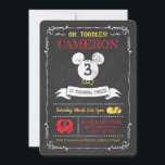 Mickey Mouse Icon Chalkboard 3rd Birthday Invitation<br><div class="desc">Invite all your family and friends to your child's Mickey Mouse themed Birthday Party with these chalkboard birthday invitations. Personalize by adding your party details.</div>