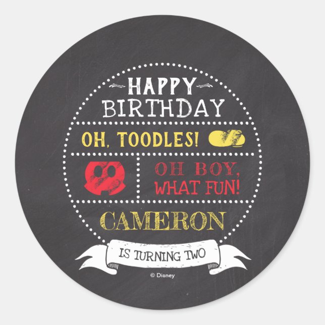 Mickey Mouse Icon Chalkboard Classic Round Sticker (Front)