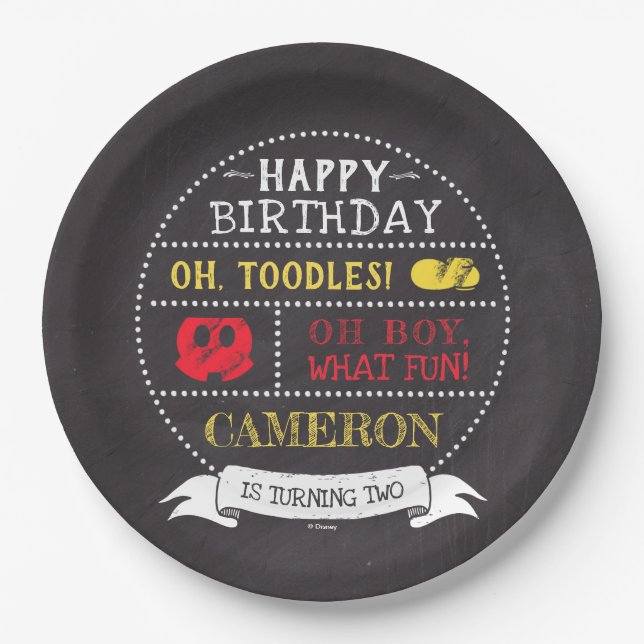Mickey Mouse Icon Chalkboard Paper Plate (Front)