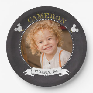 Mickey Mouse Icon Chalkboard Photo Paper Plate
