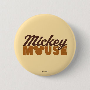 Mickey Mouse Icon Name Typography 2 Inch Round Button