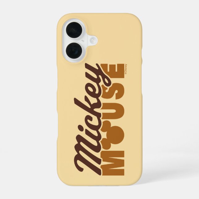 Mickey Mouse Icon Name Typography iPhone 16 Case (Back)