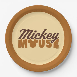 Mickey Mouse Icon Name Typography Paper Plate