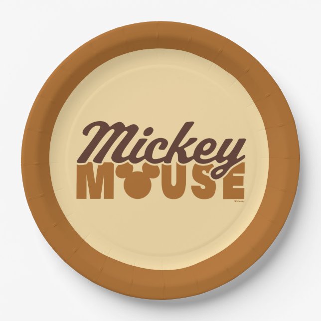 Mickey Mouse Icon Name Typography Paper Plate (Front)