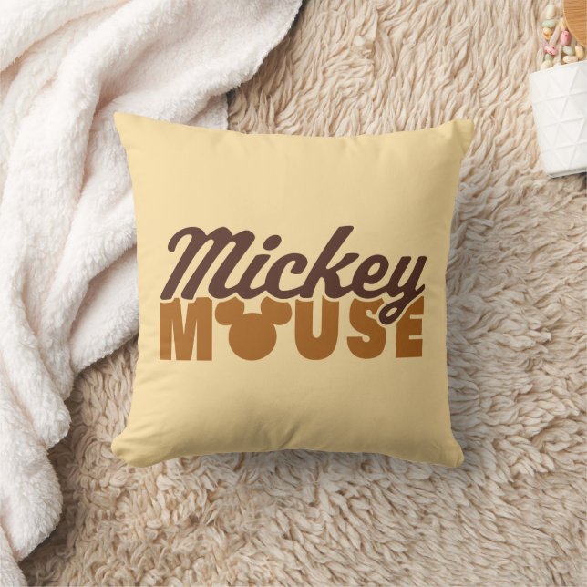Mickey Mouse Icon Name Typography Throw Pillow (Blanket)