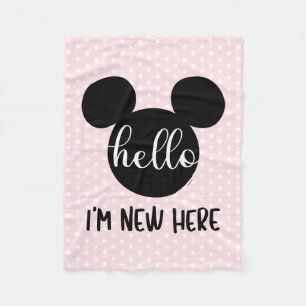 Mickey Mouse Icon - Pink   Hello I'm New Here Fleece Blanket