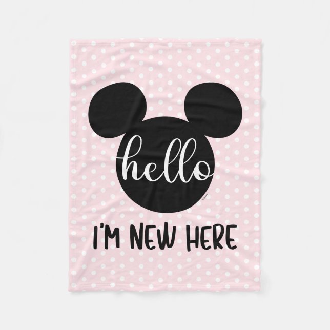Mickey Mouse Icon - Pink | Hello I'm New Here Fleece Blanket (Front)