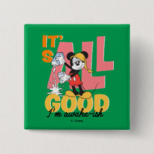 Mickey Mouse I'm Awake-ish 2 Inch Square Button