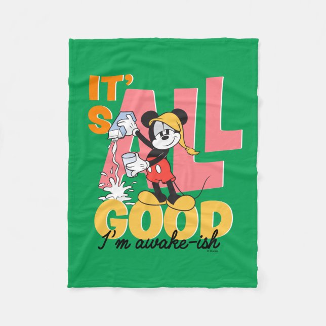 Mickey Mouse I'm Awake-ish Fleece Blanket (Front)