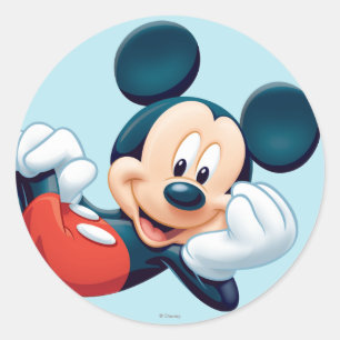 Mickey Mouse Laying Down Classic Round Sticker