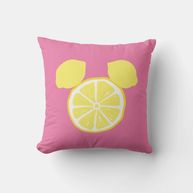 Mickey Mouse Lemon Icon Throw Pillow (Front)