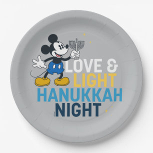 Mickey Mouse Love & Light Hanukkah Night Paper Plate
