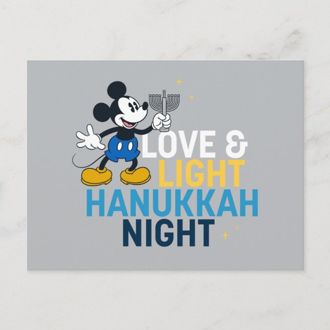 Mickey Mouse | Love & Light Hanukkah Night Postcard (Front)