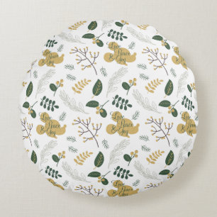 Mickey Mouse   Love, Peace & Joy Pattern Round Pillow