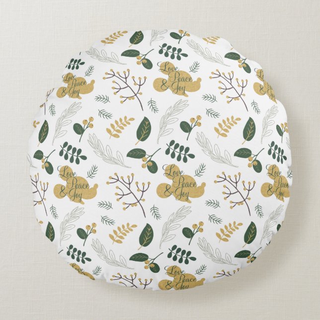 Mickey Mouse | Love, Peace & Joy Pattern Round Pillow (Front)