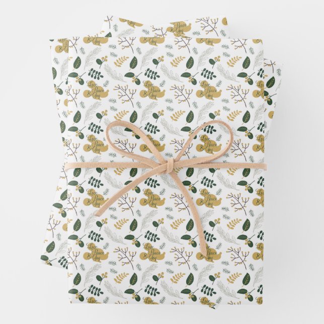 Mickey Mouse | Love, Peace & Joy Pattern Wrapping Paper Sheet (In situ)