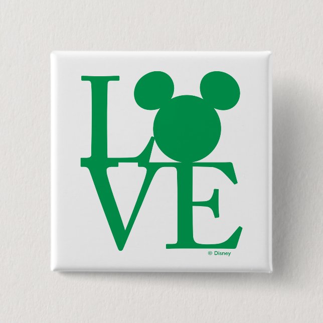 Mickey Mouse LOVE | St. Patrick's Day 2 Inch Square Button (Front)