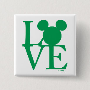 Mickey Mouse LOVE   St. Patrick's Day 2 Inch Square Button