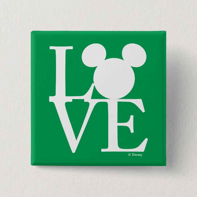 Mickey Mouse LOVE | St. Patrick's Day 2 Inch Square Button (Front)
